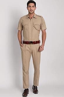 uniformer Khaki Police Half Sleeves Shirt and Trouser Set for Men | Lightweight & Breathable Uniform | Durable | Comfortable Fit | Ideal for Law Enforcement & Security