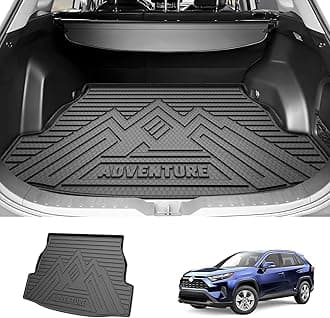 Powerty Trunk Mat for Toyota RAV4 2019-2025 Accessories(Include Hybrid&Gasoline), All Weather Cargo Mat TPE Cargo Liner Replacement for Rav4 Rear Trunk Liner,Black