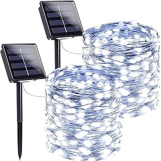Extra-Long 144FT Solar String Lights Outdoor, 2 Pack 400LED Solar Fairy Lights for Outside Waterproof, Silver Wire 8 Lighting Modes Solar Twinkle Lights for Tree Garden Party Xmas Decor (Cool White)