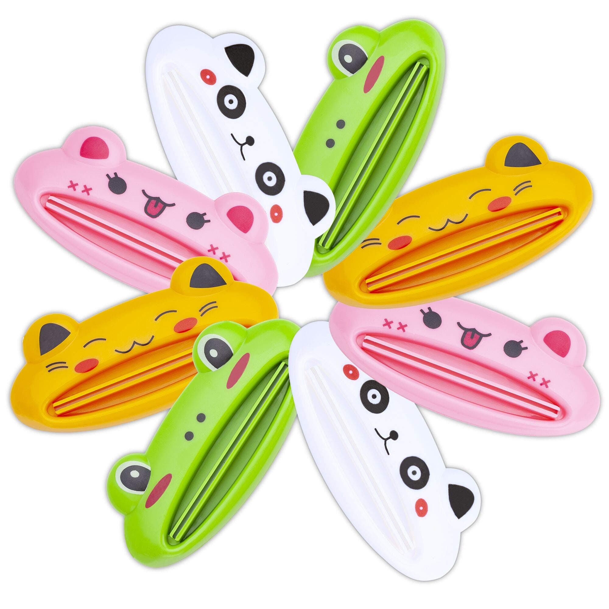 YEIO Toothpaste Tube Squeezer - 8 Pack Colors Animal Toothpaste Clip, Toothpaste Squeeze roll, Tube Squeezer Tool Dispenser