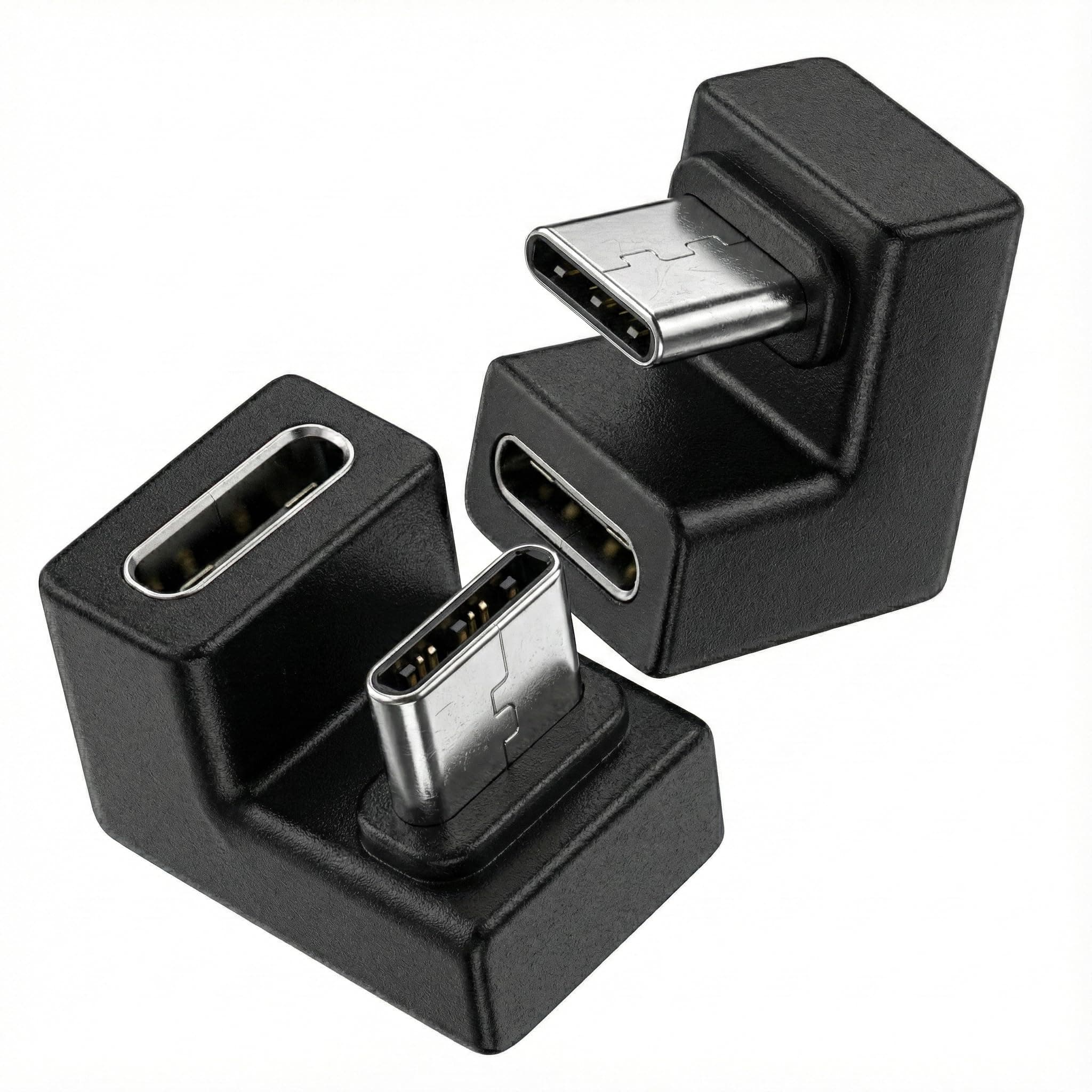 fine-R USB Type C Direction Converter Adapter, U-Shaped, 180°, 2-Piece Set, USB3.1, Fast Charging, PD Charging, Data Sync, 10Gbps, Type C Converter, 180°, Male to Female, USB C Connector, Slim Design
