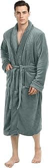 Mens Robe, Luxury Plush Fleece Mens Bathrobe, Spa Bath Robe for Men