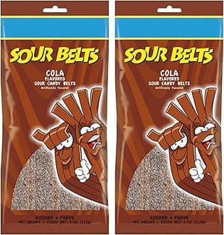 Snacktery Cola Sour Belts - Vibrant & Tangy Cola Sour Strips - Non GMO, Vegan & Kosher Sour Gummy Candy - 4 Ounce, 2 Pack