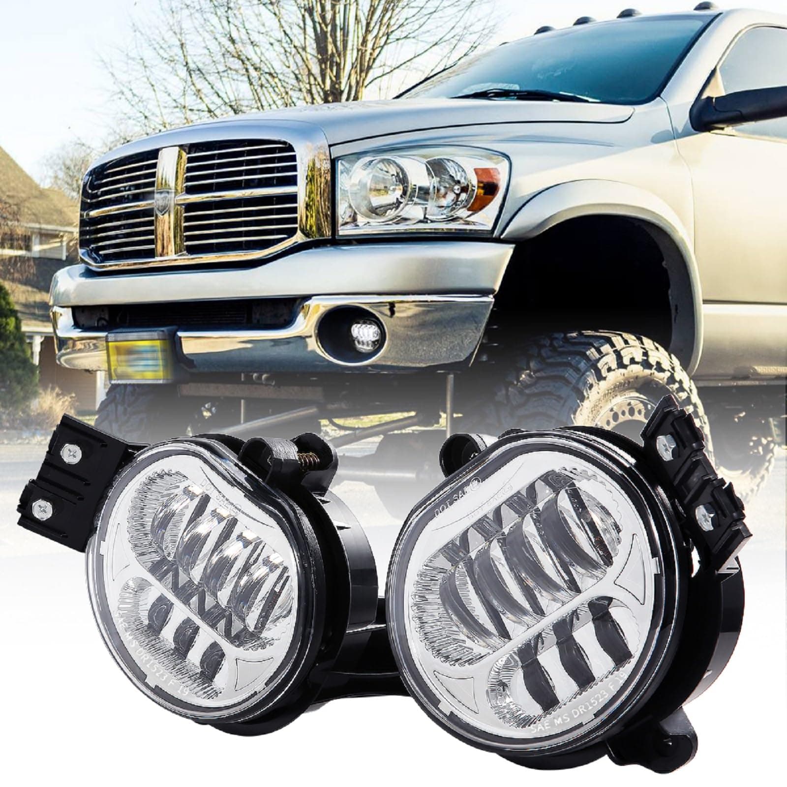 2018 New Version LED Fog Light for Dodge Ram 1500 2002-2008 Dodge Ram 2500/3500 Pickup Truck 2003 2004 2005 2006 2007 2008 2009-1 Pair