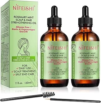 Rosemary Oil for Hair Growth 2 Pack, Rosemary Essential Oil for Skin, Face, Eyebrow and Eyelash Growth,100% Pure Natural, Improved Hair Growth, Nourishes Scalp, Rosemary Hair Oil For Men Women