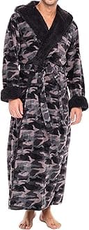 Alexander Del RossaPlush Mens Robe with Hood, Hooded Big and Tall Robes for Men, Sherpa Fleece Robe for Men