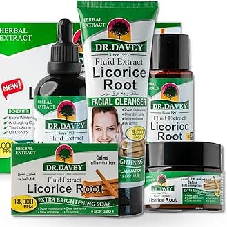 Dr.Davey Licorice Root Extra Brightening Skin Care Set Anti Aging Control Treats Acne Cleans Black Spots Remove Pimples Deep Cleanser Calm Inflammation