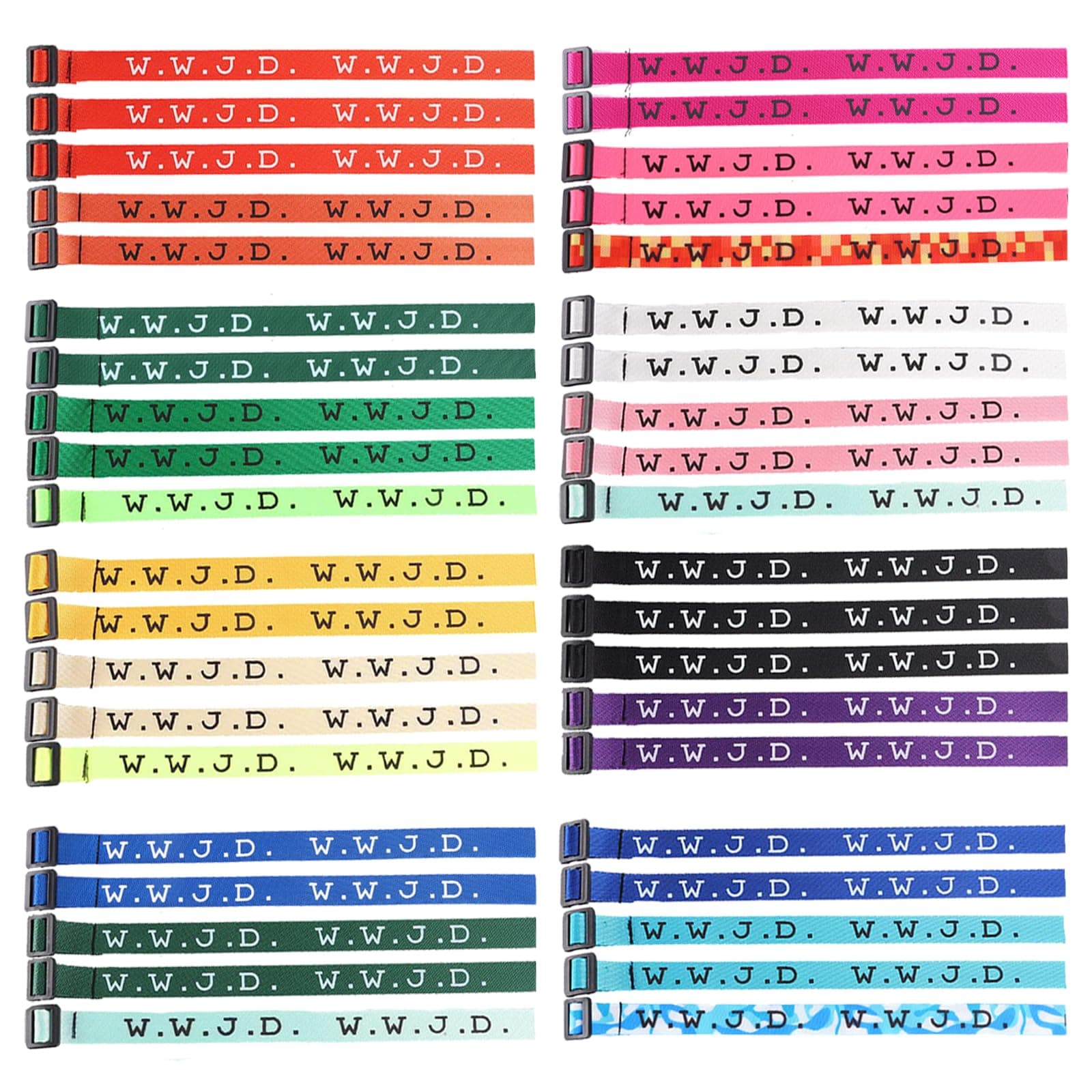 40Pcs W.W.J.D. Webbing Bracelets What Would Jesus Do Bracelets Christian Bracelets Handmade Colorful Adjustable Religious Woven Wristbands for Fundraisers