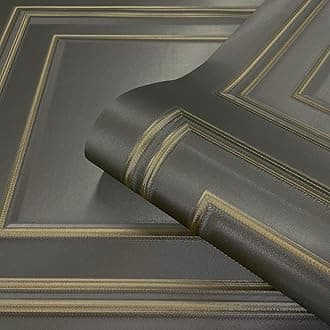 YöL Full Roll Gunmetal Gold Textured Wood Panelling Effect Vinyl Wall Feature Wallpaper