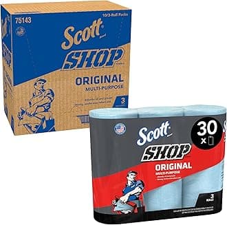 Scott Shop Towels Original 75143 - Heavy Duty Blue Towels - 10 Packs of 3 Blue Roll x 55 Disposable Paper Towels (1,650 Paper Towels Total)