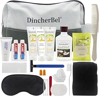 Travel Toiletry Kit, Hygiene Essential Kit for Travel, Business & Charity, 14-Piece Mini Toiletry Reusable Toiletry Zippered Bag