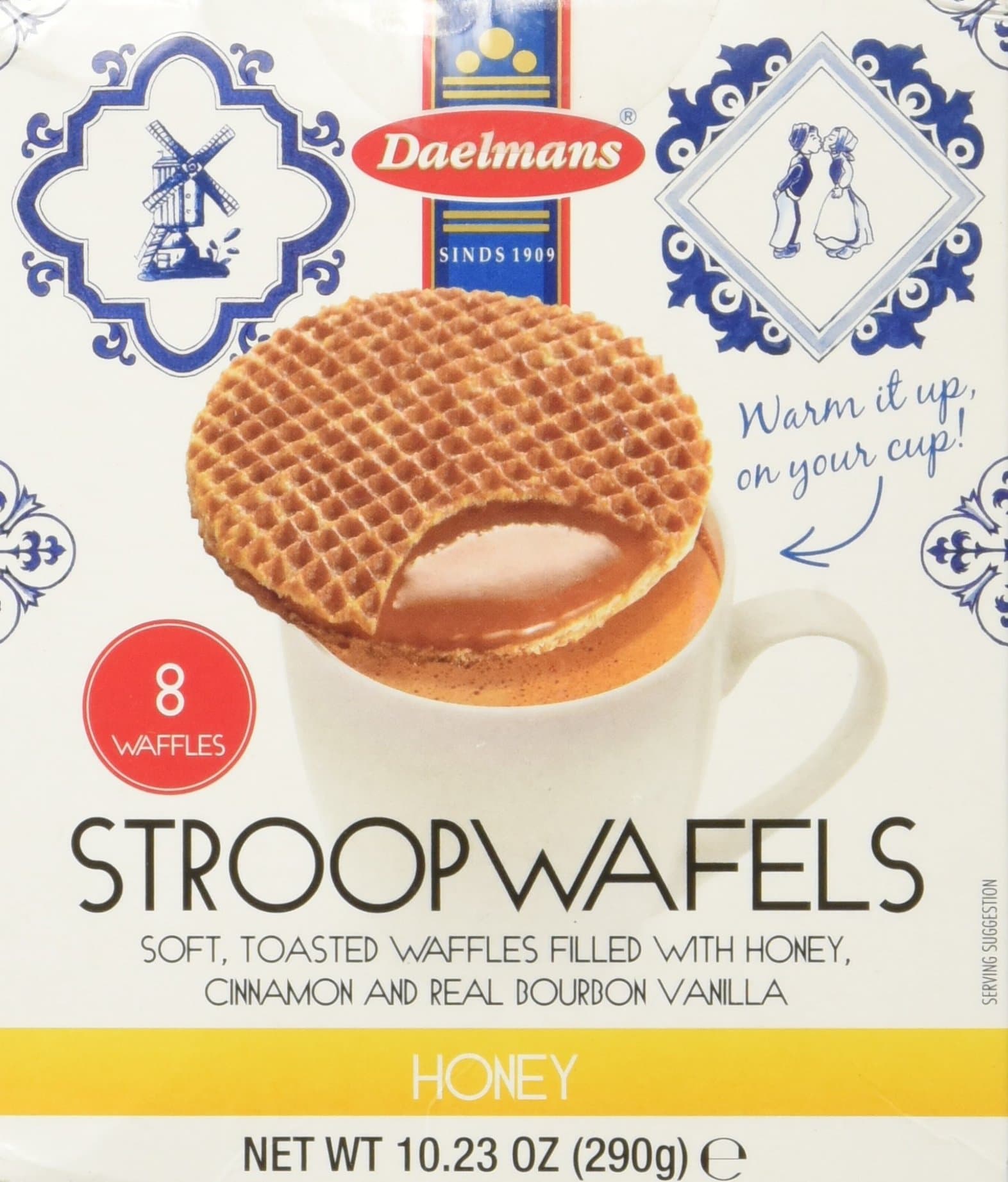 Daelmans Stroopwafels, Honey, 10.94 oz (8 Count Cube Box)