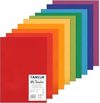 Mi-Teintes Coloured Drawing 160gsm A3 Paper Pack, Double Sided: Honeycomb & Fine Grain, 10 Bright Colour Sheets, For Professional Artists & Illustrators