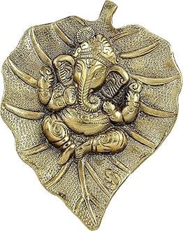 Craft Trade Metal Patta Ganesh Wall Hanging Decorative Religious Showpiece for Home Decor, Living Room, Wall Décor and Pooja Room Vastu Items for Home for Good Luck - Golden