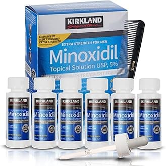Minoxidil For Men 5% Topical Solution For Hair Regrowth Treatment 12 Month Supply 6 X 2 Fl Oz With A Braidz Comb for Kirkland Minoxidil