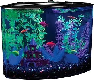 GloFish Crescent Aquarium Kit 5 Gallons, Includes Hidden Blue LED Light And Internal Filter