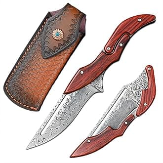 SD604A VG10 Damascus Folding Knife Pocket Knife Yellow Sandalwood Handle Mechanical Lock Outdoor Camping Survival (Suguha)