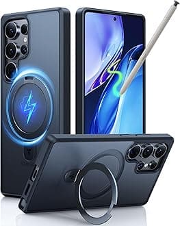 TORRAS Upgraded Magnetic & Stand for Samsung Galaxy S25 Ultra Case, [Fit for Magsafe] [12FT Mil-Grade Drop Protection] Shockproof Translucent Slim for Samsung Galaxy S25 Ultra Case, Black