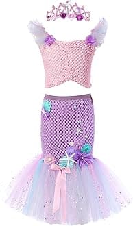 Mermaid Dress Outfit for Girls Birthday Halloween Party Dress Up Clothes Gifts