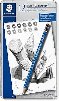 premium quality drawing pencil, Mars Lumograph, graphite pencil set in metal tin, break-resistant super-bonded lead, design set of 12 degrees, 100 G12