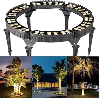 Gardencoin Outdoor Ring Tree Lights, 72W LED Landscape Uplighting for Trees, 3000K Warm White, Low Voltage IP67 Waterproof, 15.35" Inner Diameter, DC24V Driver Included, 10,080 Lumens, Set of 6