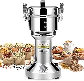 INSELY Grain Mill Grinder 300g High Speed Food Grain Mill Stainless Steel See...