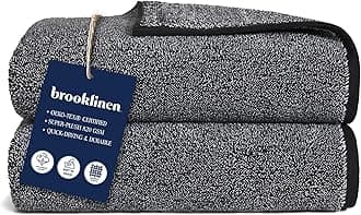 Brooklinen Super-Plush Turkish Cotton Bath Sheets Set of 2 Cotton, 820 GSM, Highly Absorbent, Machine Washable, Perfect for Home & Bathroom (40" x 65", Marlled Black)