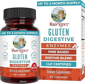 MaryRuth’s Gluten Digestive Enzymes | Up to 2 Month Supply | Proprietary Enzyme Blend | Vegan Pine-Based Capsules | Non-GMO | 60 Count