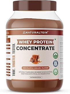 NATURALTEIN Natural Whey Protein Concentrate 1kg – Chocolate Caramel | No Artificial Sweeteners | Non-GMO | Naturally Flavored | Clean Protein for Muscle Recovery