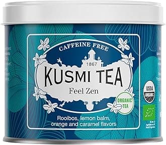 Kusmi Tea Feel Zen - 100 gr Loose Tea Tin - Organic Rooibos Herbal Tea with Notes of Apple, Lemon, Orange & Caramel - Caffeine Free
