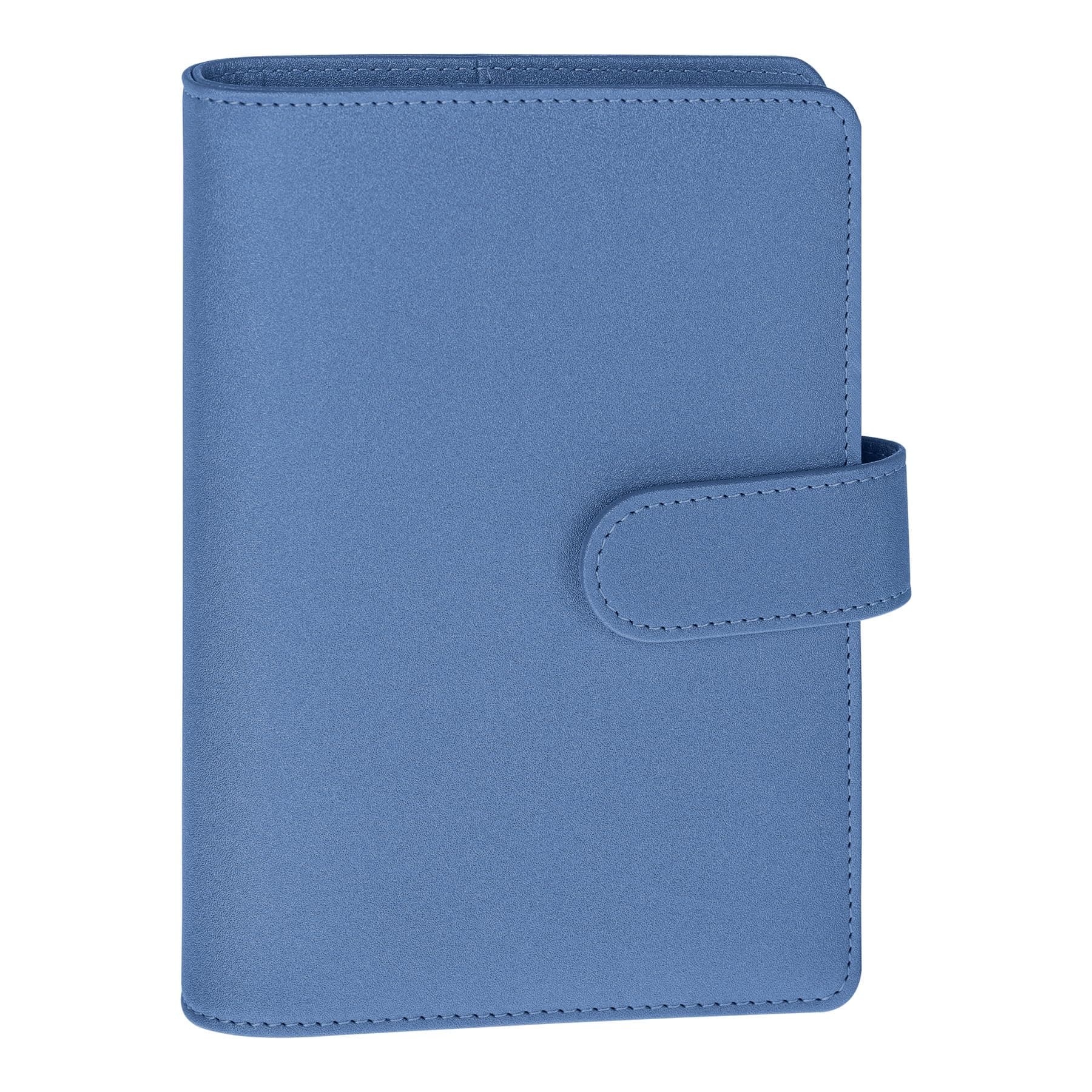 Antner A6 Notebook Binder Refillable 6 Ring Budget Binder Cover for A6 Refill Paper, PU Leather Budget Planner Organizer with Magnetic Buckle, Loose Leaf Personal Planner, Glitter Blue