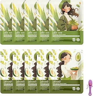 MMOOUP Collagen Essence Sheet Facial Masks, Pack of 10 Hydrating Facial Sheet Mask, Moisturizing Anti-Aging Facial Mask Packs for Daily Skin Care Spa (d/10pcs)