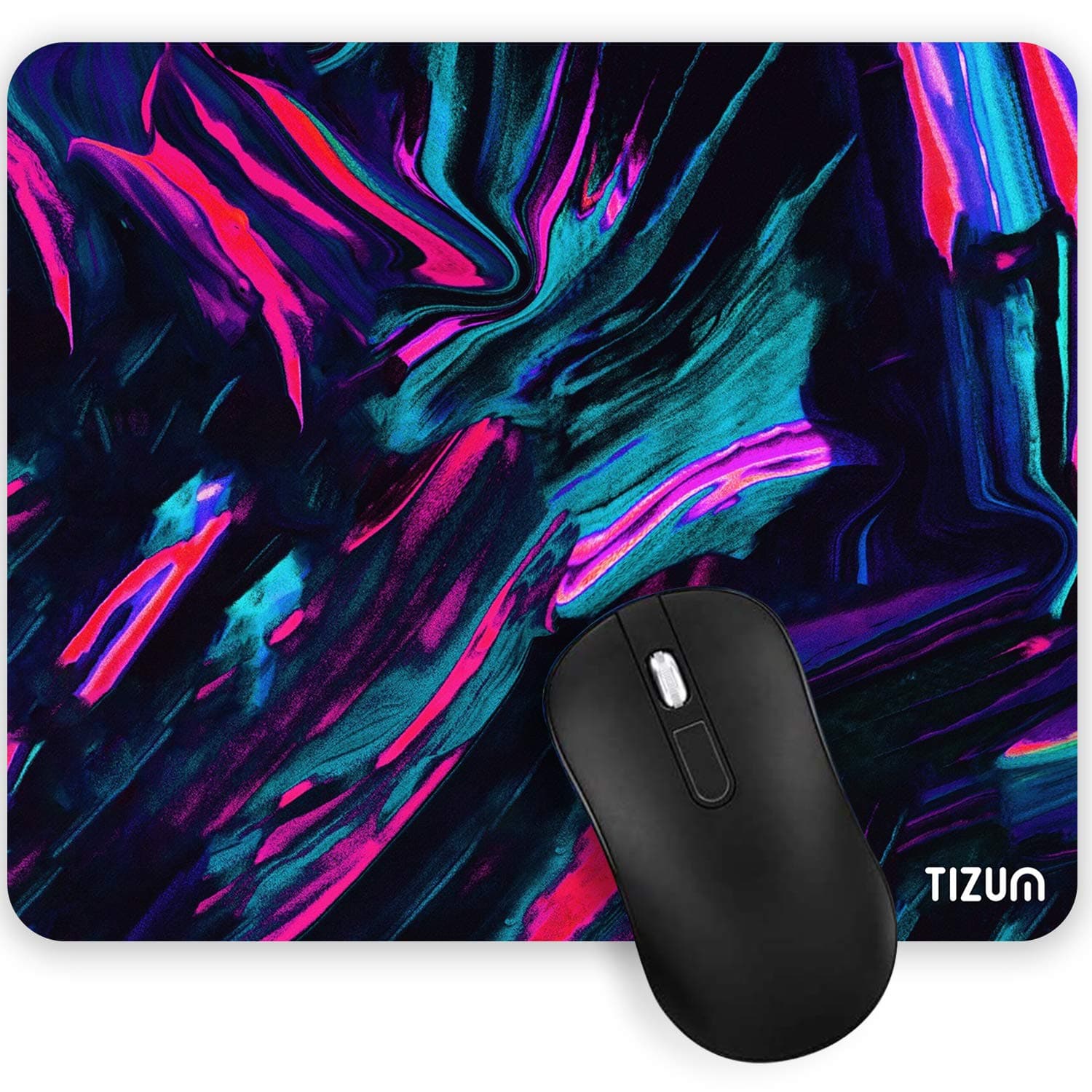 Tizum Mouse Pad Computer Mouse Mat with Anti-Slip Rubber Base & Smooth Mouse Control with Spill-Resistant Surface for Laptop, Notebook, MacBook Pro, Gaming Computer (9.4*7.9 Inches), Beta (Multicolor)
