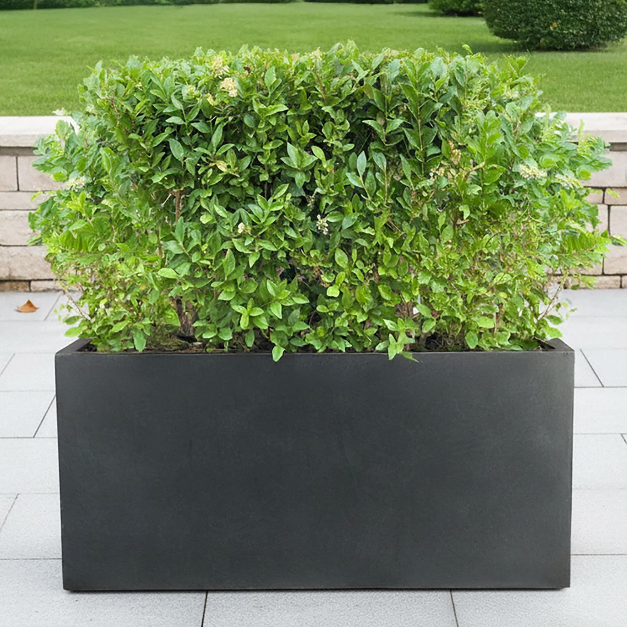 – IDEALIST 85cm Large Trough | Dark Grey Reinforced Stone Rectangle Plant Pot | Garden Planters with Drainage Holes L85 W26 H41 cm, 91 litres