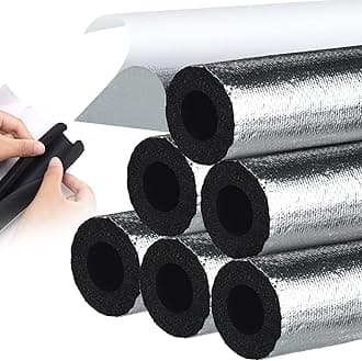 Kingdder 6 Pcs Pipe Insulation Foam Tube Self Adhesive Insulation Wrap for Copper Pipe Pre Slit Clamp Highly Insulated Foam for Outdoor Winter Irrigation, Sprinkler(1.3 Ft x 1.89 Inch)