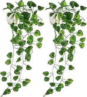 fancymart Artificial Vine Plant Falling with Pot : Pack of 2 (Natural Touch & Feel), Home Décor with Small Size Pot,Small Faux Plants for Home Decor, Office Decor, Size 45 X 17 X 7 CM