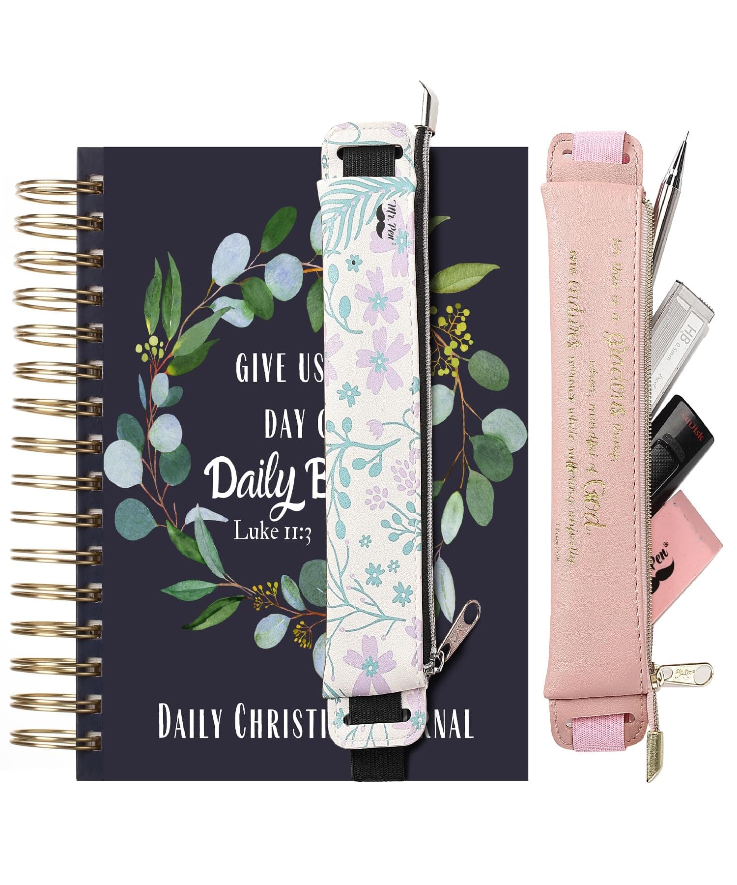 Mr. Pen - Adjustable Leather Pen Holder, 2 Pcs, 8" x 1.5"