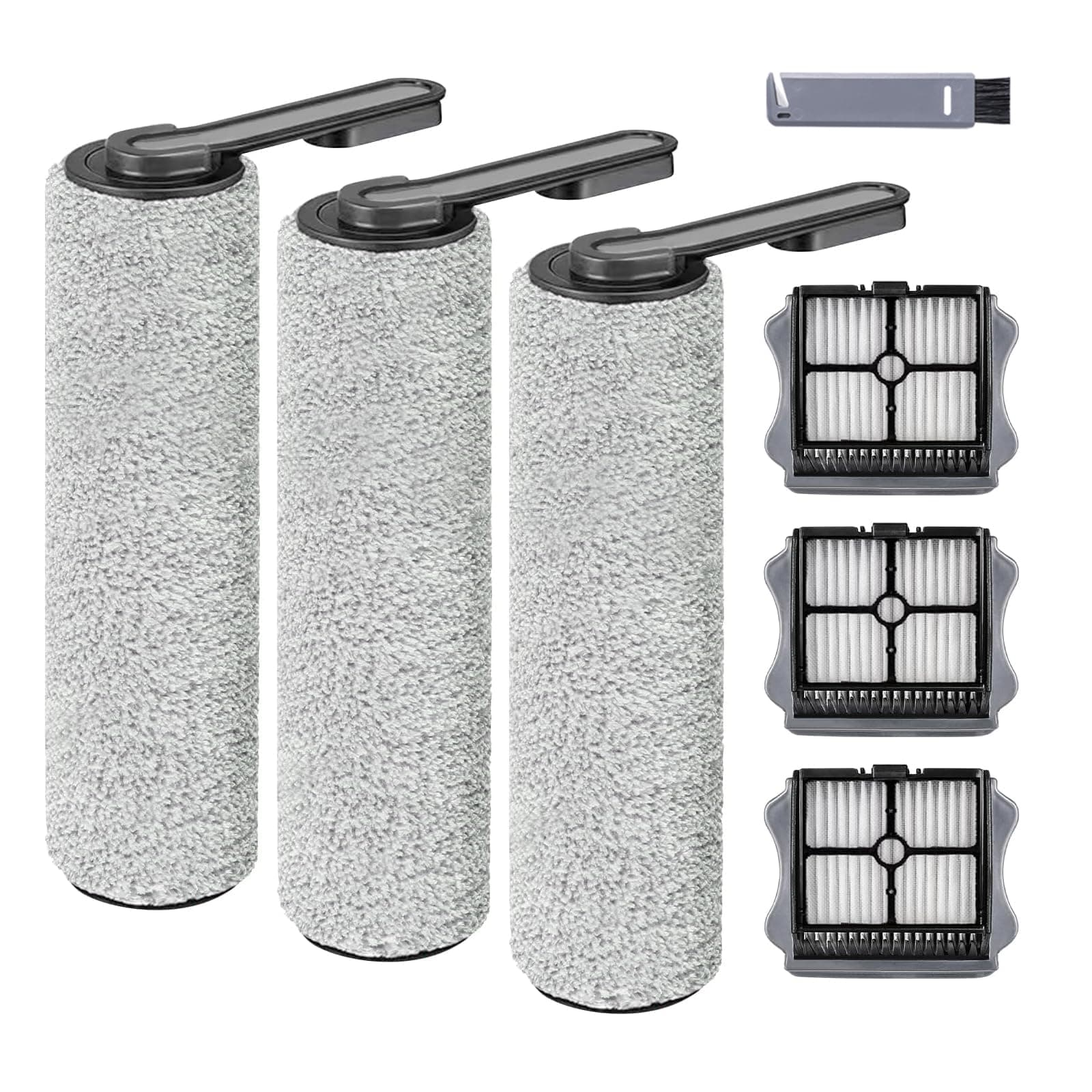 Roller Brush and Filters Replacement Compatible with Tineco Floor ONE S5/Floor One S5 Pro Cordless Vacuum Cleaner,Replacement Parts Include 3 Brush Rollers, 3 Filters
