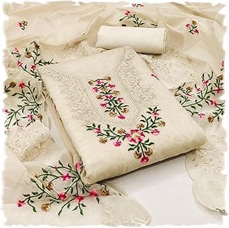 Women's Heavy Chanderi Embroidery Work Fancy Unstitched Salwar Suit Dress Material