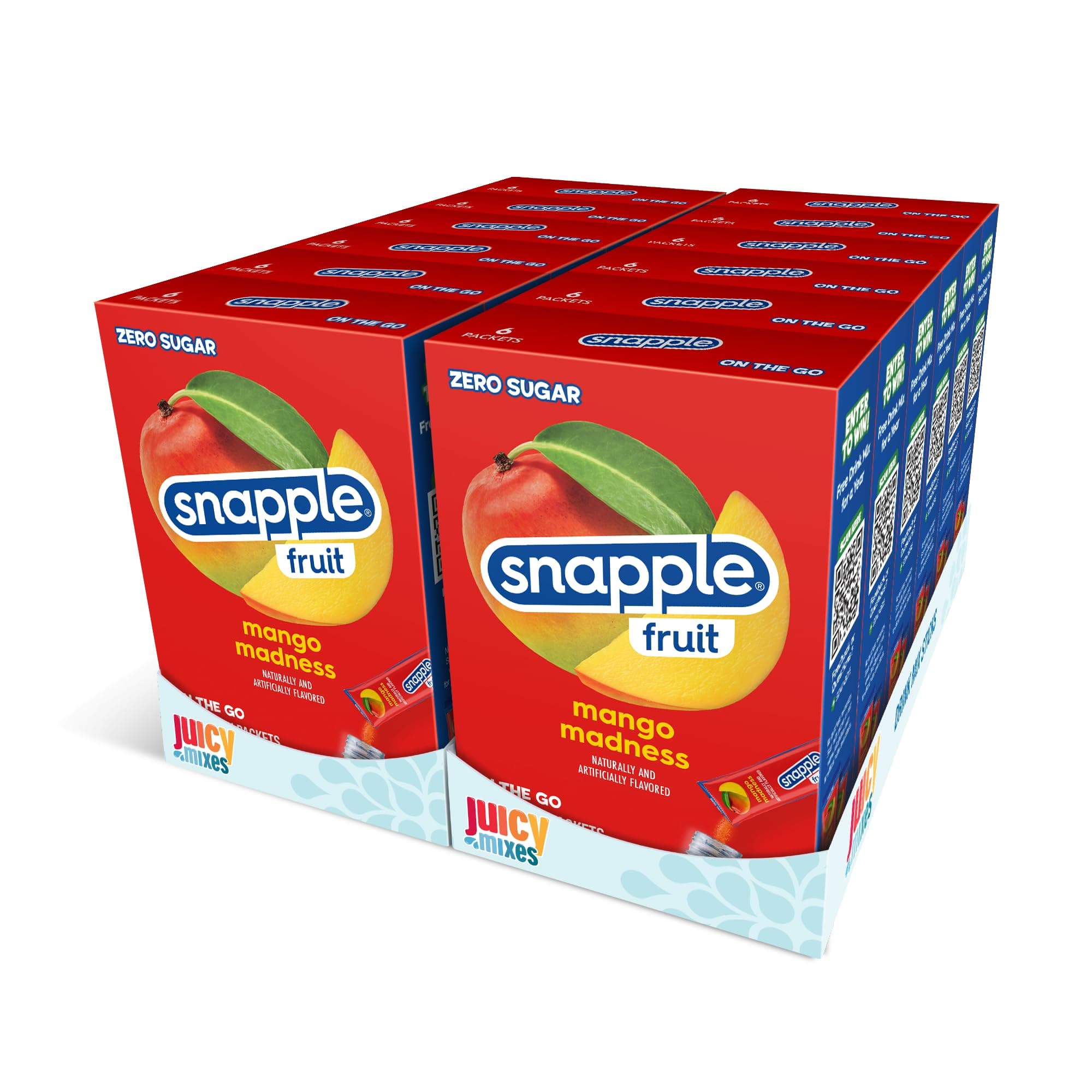 DYLA Snapple Mango Madness Powder Drink Mix - 12 Boxes of 6 Powder Sticks, 72 Sticks total | Zero Sugar | On-the-Go Hydration for Refreshing Beverages