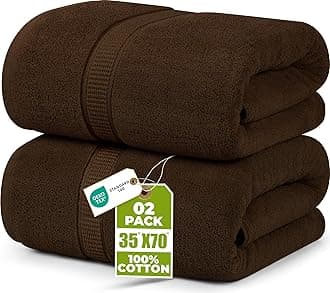 Utopia Towels - Luxurious Jumbo Bath Sheet (35 x 70 Inches, Dark Brown) - 600 GSM 100% Ring Spun Cotton Highly Absorbent and Quick Dry Extra Large Bath Sheet - Super Soft Hotel Quality Towel (2-Pack)