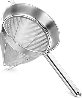 New Star FoodserviceChinois Mesh Strainer, Stainless Steel, Reinforced, Extra Fine Mesh, 10-Inch
