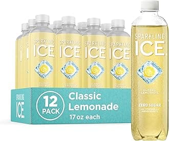 Sparkling Ice, Classic Lemonade Sparkling Water, Zero Sugar Flavored Water, with Vitamins and Antioxidants, Low Calorie Beverage, 17 oz Bottles (Pack of 12)