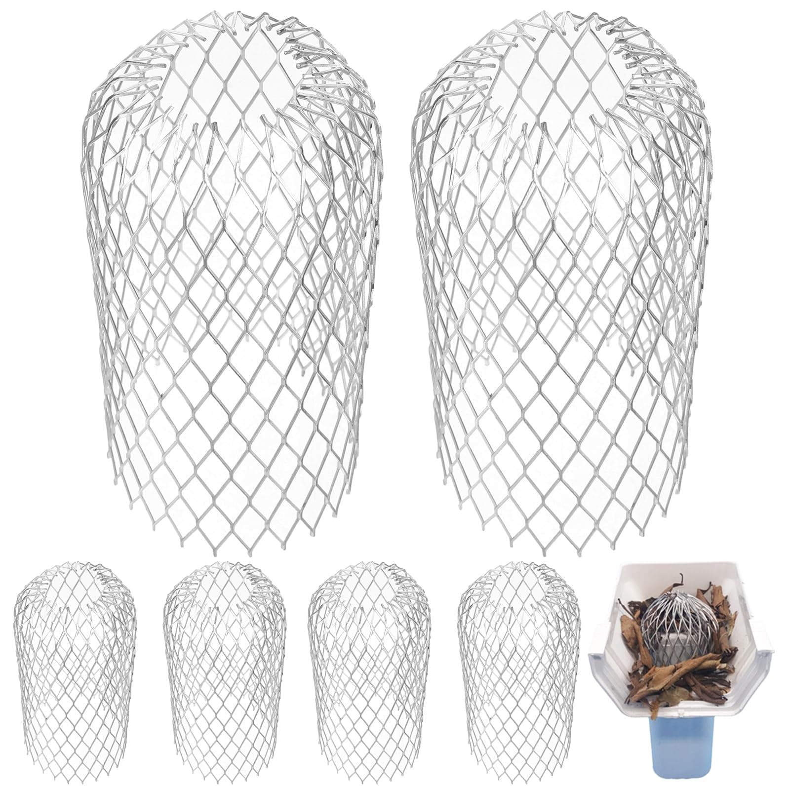 YUNYODA 6 Pack Aluminum Gutter Guards, Expandable Filter Strainer Leaf Strainer Gutter, Keeps Gutter Downpipes Clear of Blockages from Leaves, Moss, Muck, Mud, Balls and Other Debris