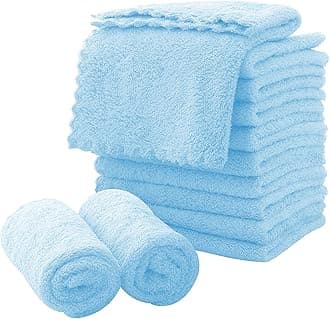 MOONQUEEN Microfiber Facial Cloths Fast Drying Washcloth 12 Pack - Premium Soft Makeup Remover Cloths - Aquamarine