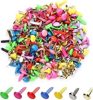 moinkerin 200 Pcs Split Pins Pastel Metal Brad Fasteners Mini Brads, Multicolor Round Brads for Paper Craft DIY Stamping Scrapbooking (Colorful, 8 X 16 mm)