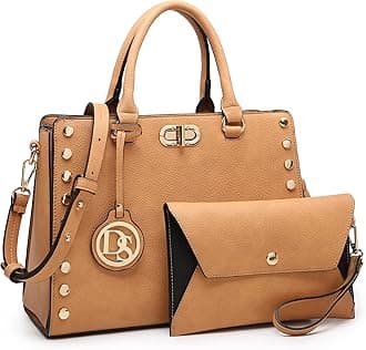 Dasein Women Medium Satchel Handbag Work Tote Shoulder Bag Top Handle Purse with Matching Clutch 2pcs Set