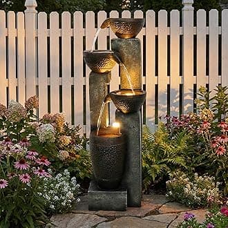 40''H 4-Tier Outdoor Garden Water Fountain Decor, Resin Fountain for Garden, Floor Patio, Deck, Porch, Backyard and Home Art Decor (40inch)
