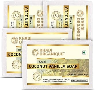 Khadi Organique Natural Herbal Coconut Vanilla Soap Pack of 4