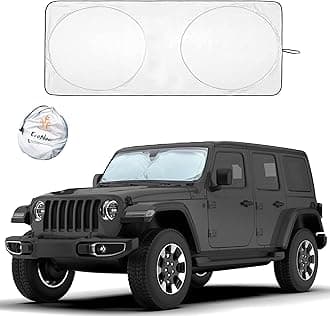 EcoNour Jeep Windshield Sunshade | Sun Visor for UV Rays & Heat Protection | Suitable for Wrangler, Gladiator | Jeep Accessories for Wrangler | X-Small - 60x21 Inches